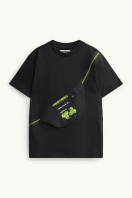 Minecraft - short sleeve T-shirt with appliquéd bag