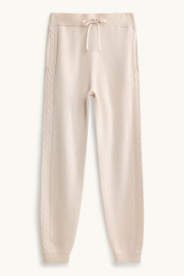 Knitted joggers with cashmere content - wool blend