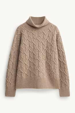 Pull à col roulé en cachemire mélangé - laine mélangée