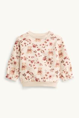Ours en peluche et petites fleurs - sweat bébé
