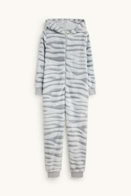 Fleece onesie with hood