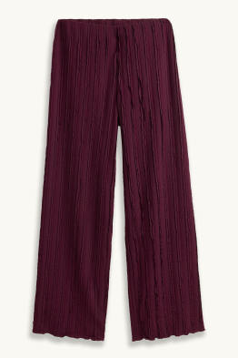 Pantaloni di jersey - vita media - gamba ampia - tessuto tramato