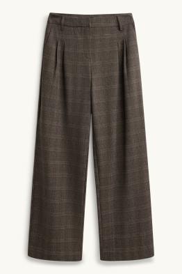 Pantalon - high waist - wide leg - geruit