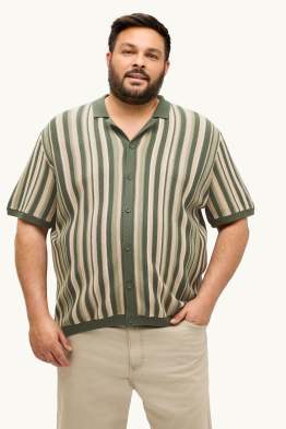 Strick-Hemd - Regular Fit - Reverskragen - gestreift