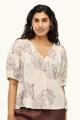 Blusa con escote en pico - estampada