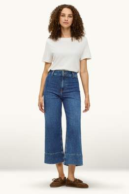 Crop wide leg jeans - talie înaltă