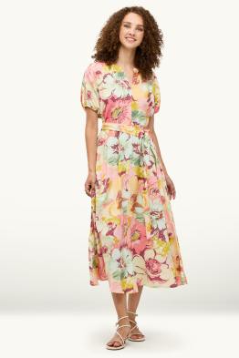 Fit & Flare Kleid mit V-Ausschnitt - geblümt