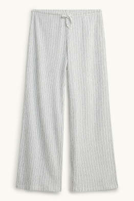 Pantalon - mid waist - wide leg - gestreept
