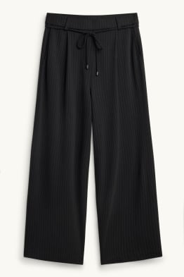 Pantaloni de stofă crop - talie înaltă - wide leg - dungi fine