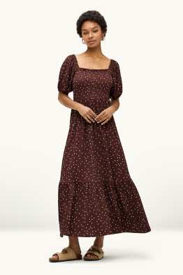 Vestido fit & flare - de lunares - con textura