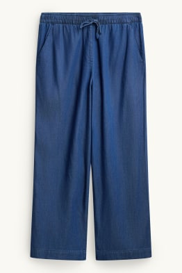 Pantaloni di stoffa - vita alta - gamba ampia - effetto jeans