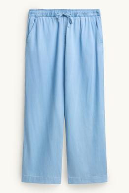 Pantalon - high waist - wide leg - denim look