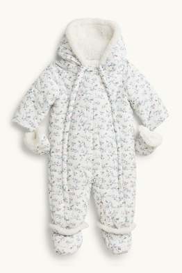 Petites fleurs - combinaison de neige pour bébé avec capuche - doublée
