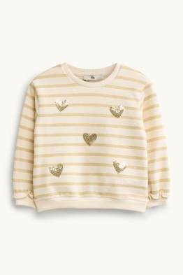Herz - Sweatshirt - gestreift - Glanz-Effekt