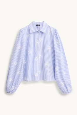 Overhemdblouse - met borduursels - gestreept - gebloemd