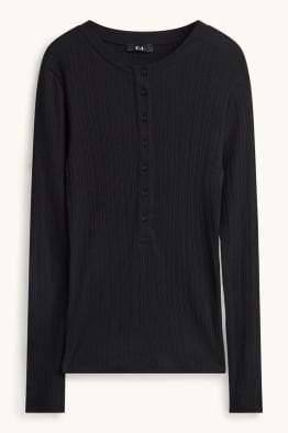 Henley-Shirt - Slim Fit - gerippt
