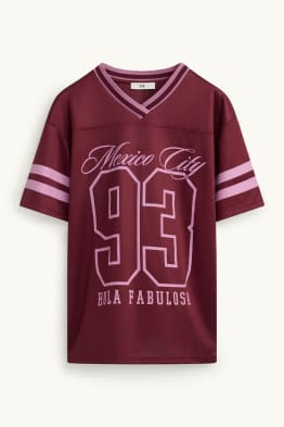 Kurzarmshirt mit V-Ausschnitt - Oversized