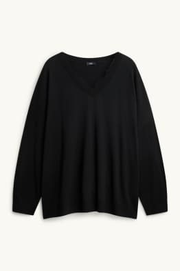 Feinstrick-Pullover mit V-Ausschnitt