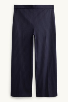 Plátěné kalhoty - mid waist - wide leg - s úzkými proužky