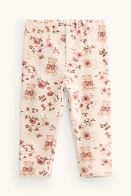 Petites fleurs et teddy bear - leggings bébé