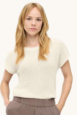 Dzianinowy t-shirt - relaxed fit - z fakturą