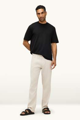 Hose - Regular Fit - Leinen-Mix