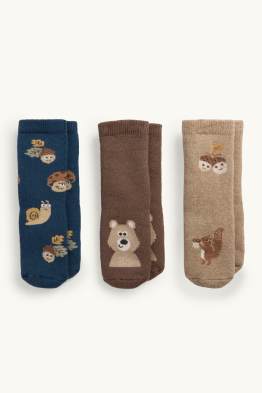 Confezione da 3 - animali del bosco - calze antiscivolo per neonati