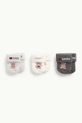 Lot de 3 paires - ourson - chaussettes nouveau-né à motif