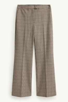 Business-broek - high waist - wide leg - geruit