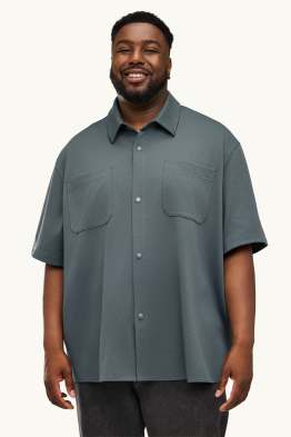Camicia - relaxed fit - collo all'italiana - tessuto tramato