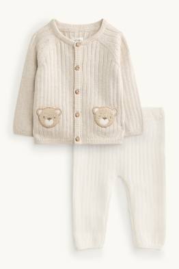 Ourson - tenue bébé - finition côtelée - 2 pièces
