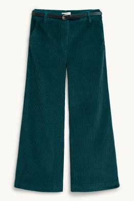 Pantaloni din catifea reiată cu curea