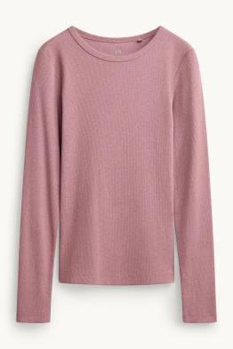 Haut à manches longues - slim fit - finition côtelée
