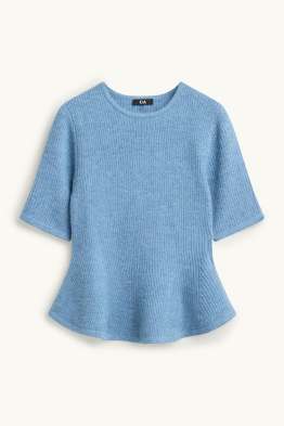 Strickpullover - kurzarm - gerippt