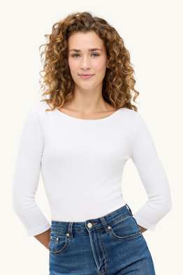 Langarmshirt - Slim Fit - gerippt