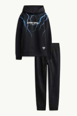 Set - fulmini - felpa con cappuccio e pantaloni sportivi - 2 pezzi