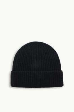 Beanie van kasjmier - geribd