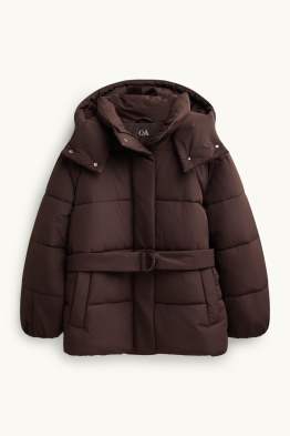 Steppjacke mit Gürtel - gefüttert - wasserabweisend