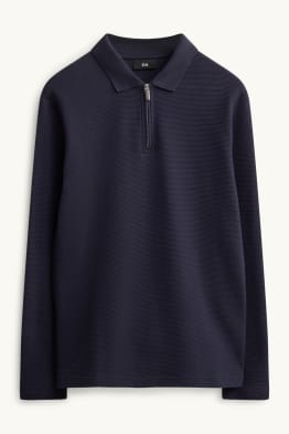 Long sleeve polo shirt - regular fit - ribbed