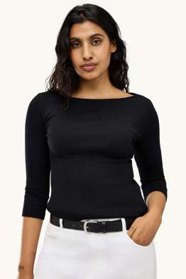 Tricou cu mânecă lungă - slim fit - reiat
