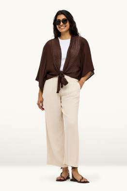 Pantalons de tela amb component de lli - high waist - Palazzo