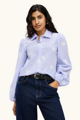 Overhemdblouse - met borduursels - gestreept - gebloemd