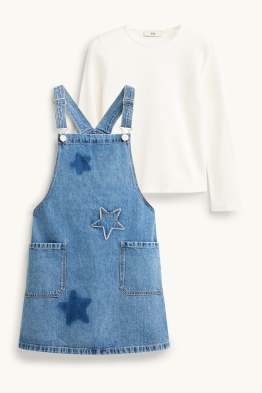 Étoile - ensemble - robe-salopette en jean et haut à manches longues - 2 pièces