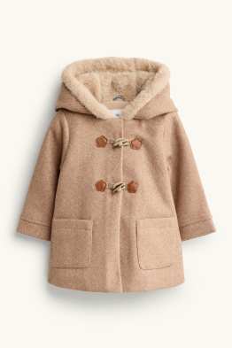 Blümchen - Baby-Dufflecoat mit Kunstfellbesatz