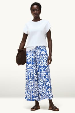 Stoffhose - Mid Waist - Palazzo - gemustert