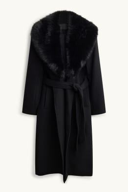 Cappotto con inserto in pelliccia sintetica