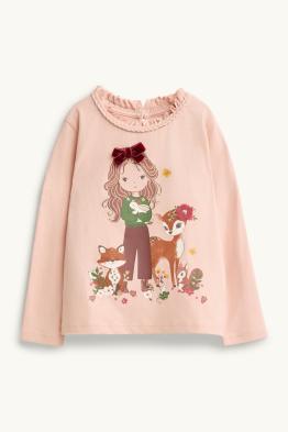 Bosdieren en meisje - longsleeve - glanseffect