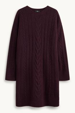 Rochie din tricot - straight fit - cu torsade
