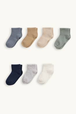 Multipack of 7 - baby socks - ribbed