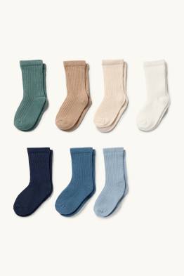 Multipack of 7 - baby socks - ribbed